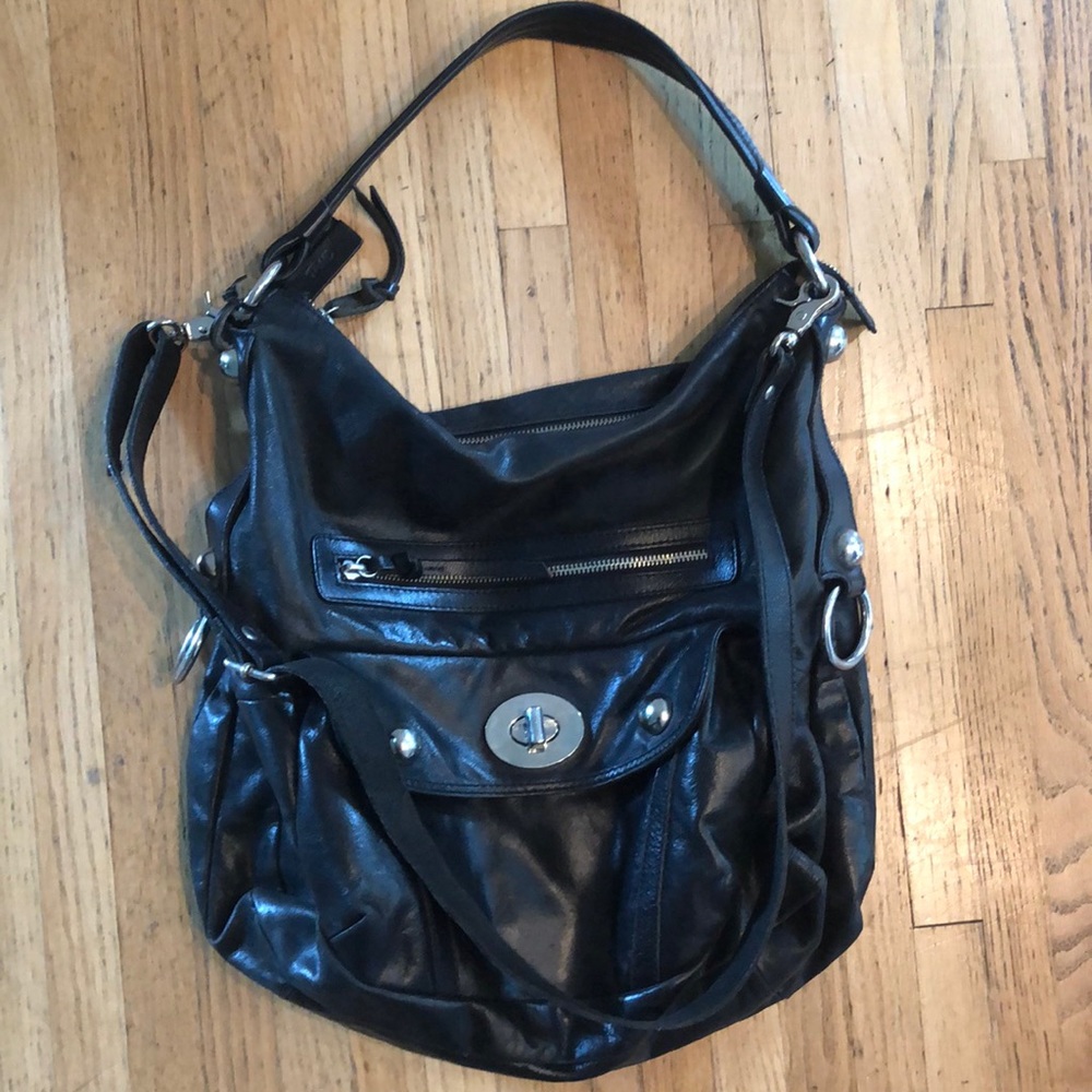 Black Leather Tano Crossbody Hobo